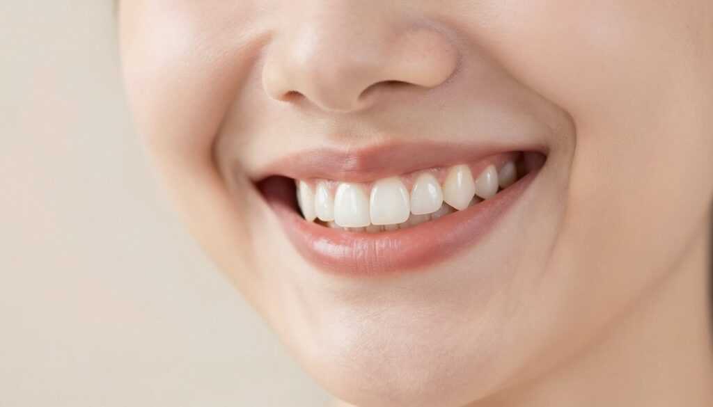 A serene and uplifting scene depicting a close-up of a smiling individual's mouth, showcasing perfectly white and healthy teeth. The foreground features sparkling teeth, illuminated by soft, warm lighting to emphasize their brilliance. In the middle ground, light reflections dance on the teeth, adding a sense of vitality and health. The background is a soft, blurred pastel color, creating a calming atmosphere that evokes positivity and well-being. The individual's expression is joyful and confident, captured from a slightly angled perspective to enhance the smile. The overall mood is encouraging and optimistic, symbolizing dreams of health and vitality. The setting is neutral and professional, free of distractions, highlighting the importance of the interpretation of dreams related to positive dental health. A serene and uplifting scene depicting a close-up of a smiling individual's mouth, showcasing perfectly white and healthy teeth. The foreground features sparkling teeth, illuminated by soft, warm lighting to emphasize their brilliance. In the middle ground, light reflections dance on the teeth, adding a sense of vitality and health. The background is a soft, blurred pastel color, creating a calming atmosphere that evokes positivity and well-being. The individual's expression is joyful and confident, captured from a slightly angled perspective to enhance the smile. The overall mood is encouraging and optimistic, symbolizing dreams of health and vitality. The setting is neutral and professional, free of distractions, highlighting the importance of the interpretation of dreams related to positive dental health.
